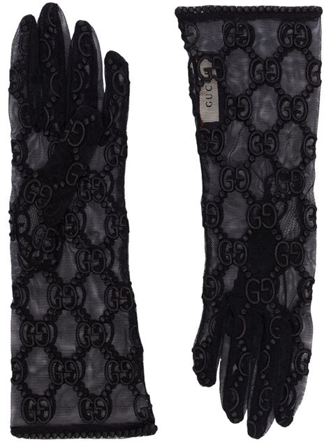 gucci lace gloves black|gucci black leather gloves.